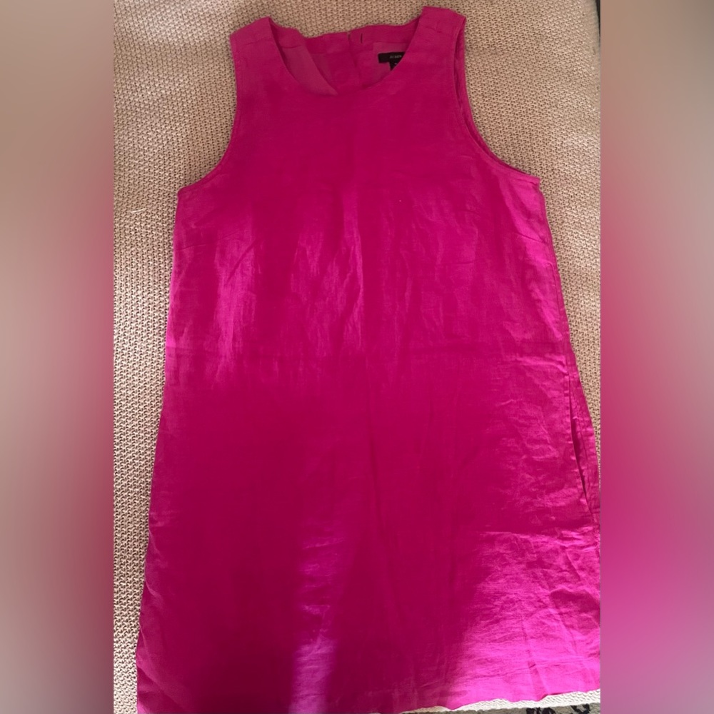 Jcrew Button Back linen shift dress Size M
